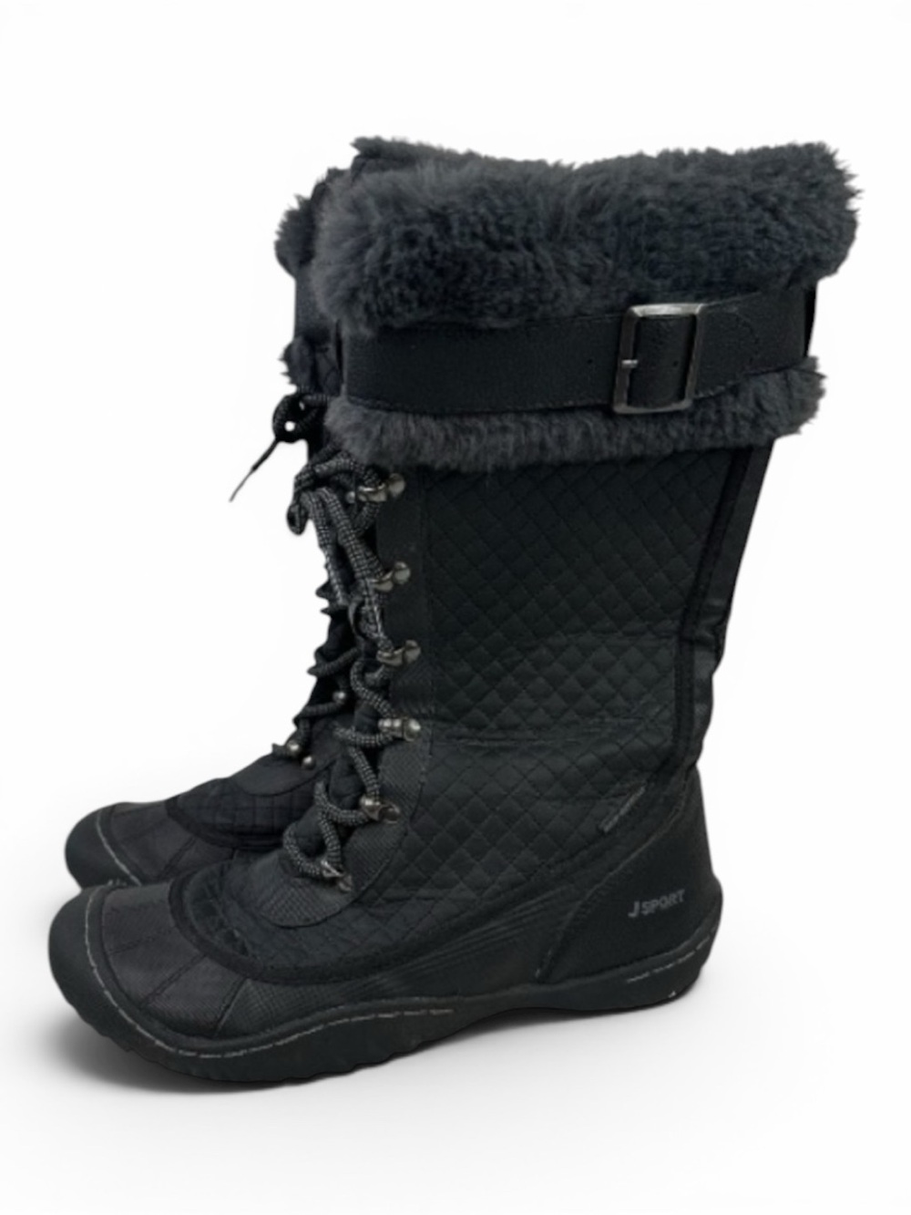 J Sport by Jambu Black Winter Boots with Faux Fur Trim 9